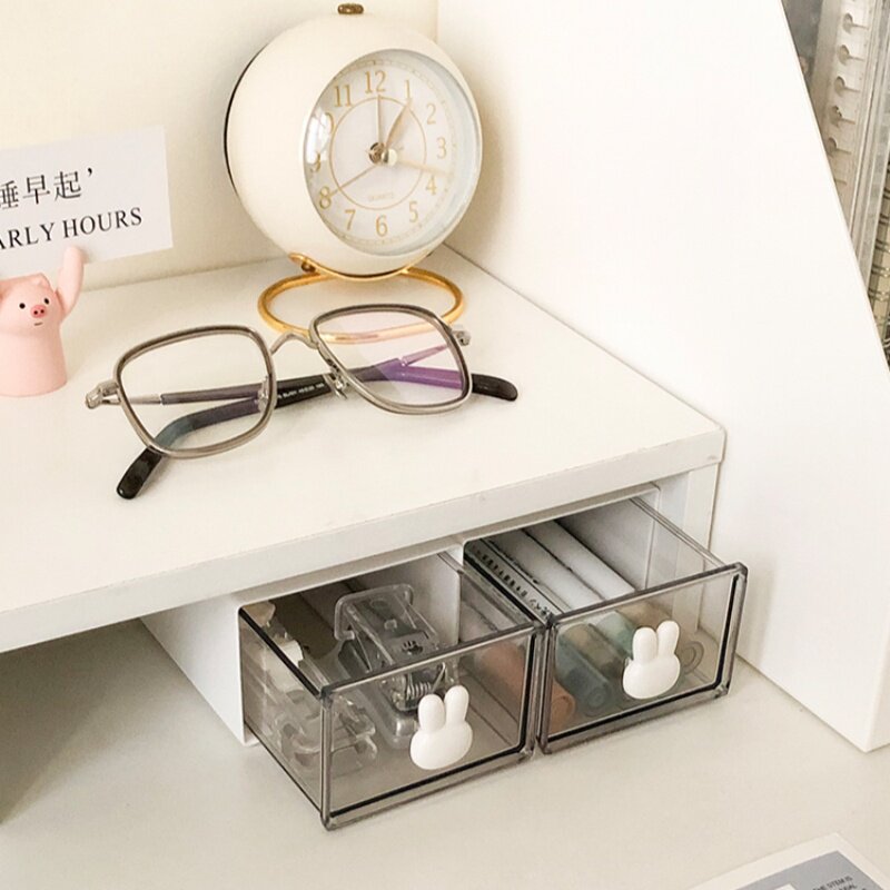 宽8CM长方形窄长型收纳盒可多层叠加桌面整理盒增高架下透明抽屉