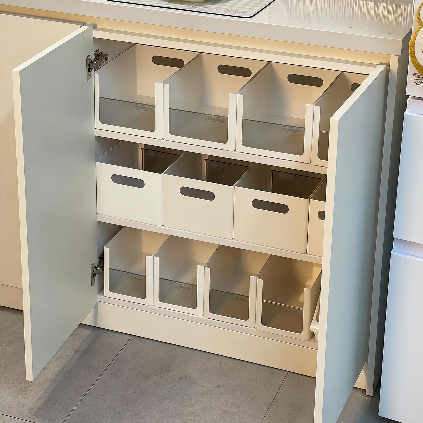 厨房橱柜直角收纳盒深柜收纳杂物收纳筐塑料调料垃圾袋整理储物盒