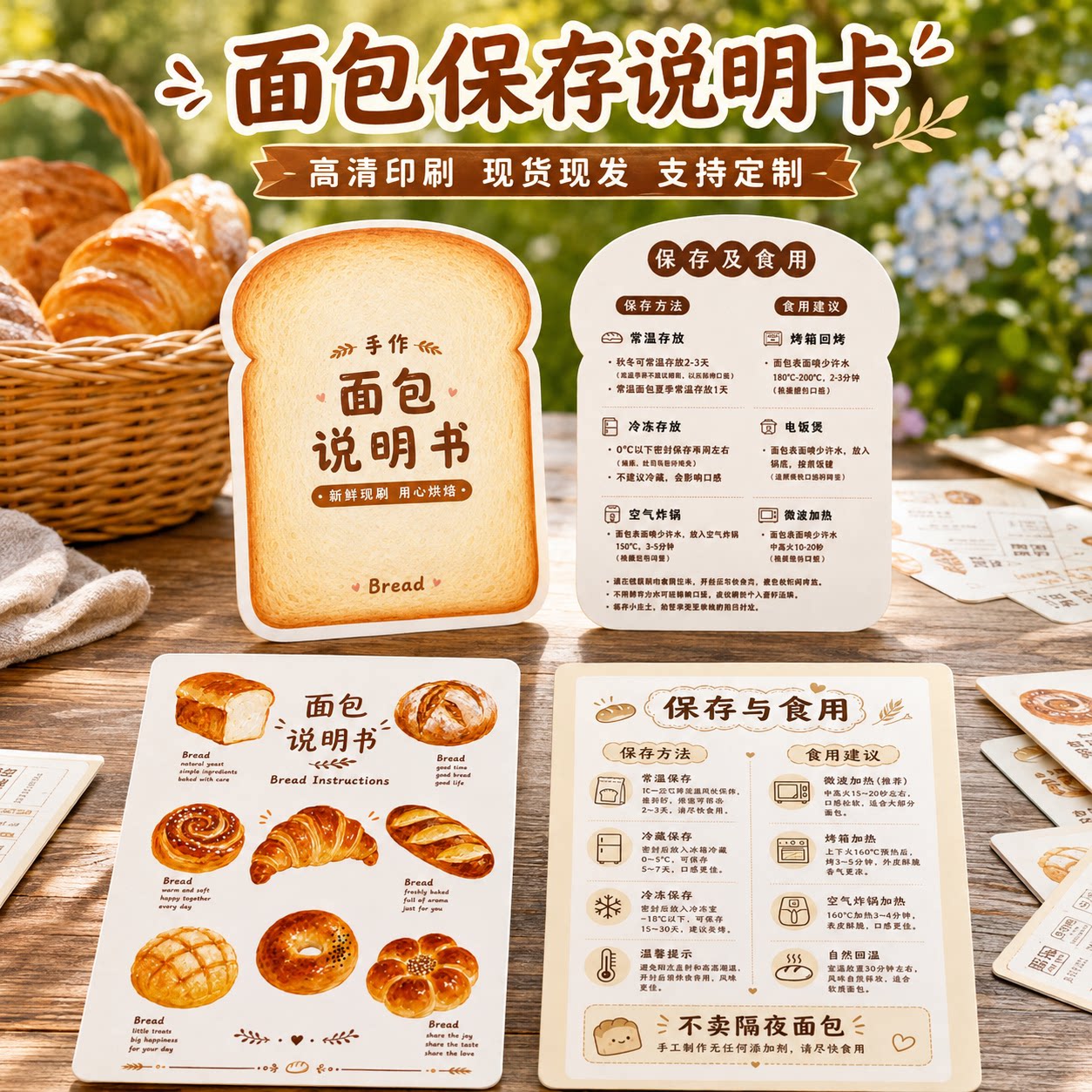 面包保存卡食用说明书卡烘焙温馨提示面包店保存方法食用建议糕点