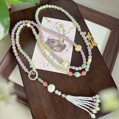 春季唯美淡雅国风长款斜挎链古风新中式汉服百搭清新斜挎背背链女