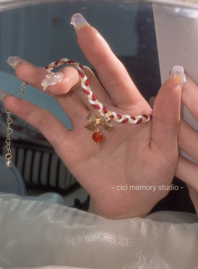 小众原创设计红玛瑙圣诞手链女