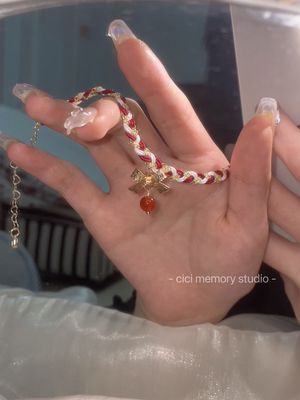 小众原创设计红玛瑙圣诞手链女