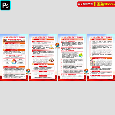 全国知识产权宣传周展板挂图保护知识产权知识科普看板海报ps素材