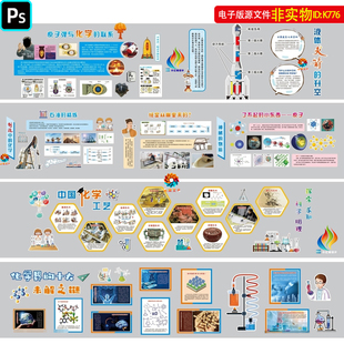 化学学科文化墙中学生化学知识文化长廊化学实验室教室展板素材