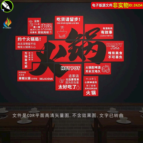 火锅文化装饰画背景墙条幅标语网红打卡墙火锅店墙画墙饰标语素材