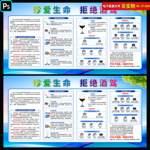 拒绝酒驾宣传栏展板酒驾危害处罚文明驾驶交通安全海报代驾PS素材