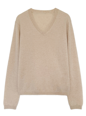 81hours V领100%山羊绒衫女长袖简约风