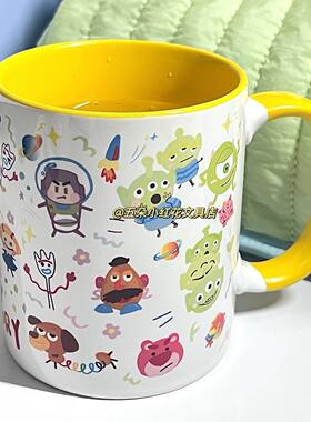 杯子三眼仔涂鸦风马克杯陶瓷男女韩版学生可爱家用水杯牛奶咖啡杯