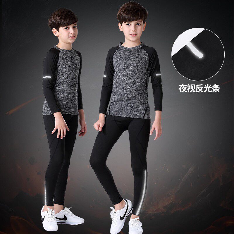 儿童紧身衣训练服秋冬速干衣运动套装打底内衣足球篮球男童健身服
