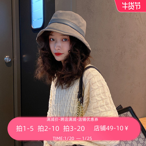 日系渔夫帽女网红ins潮帽子女秋冬百搭遮脸显脸小盆帽太阳帽韩版 日系渔夫帽女网红ins潮帽子女秋冬百搭遮脸显脸小盆帽太阳帽韩版