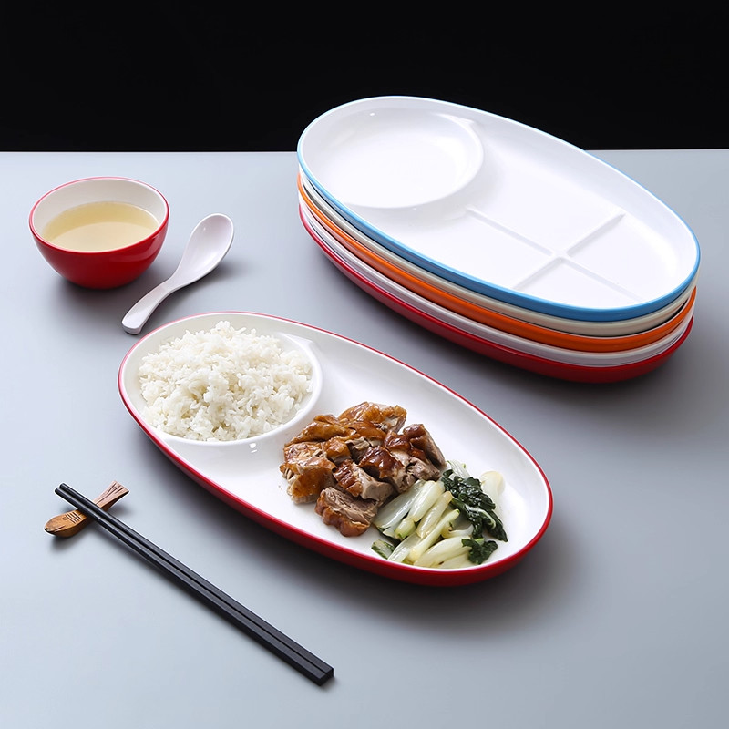 大米先生同款餐盘自助称重选菜盘五格餐盘商用密胺学校食堂快餐盘图片