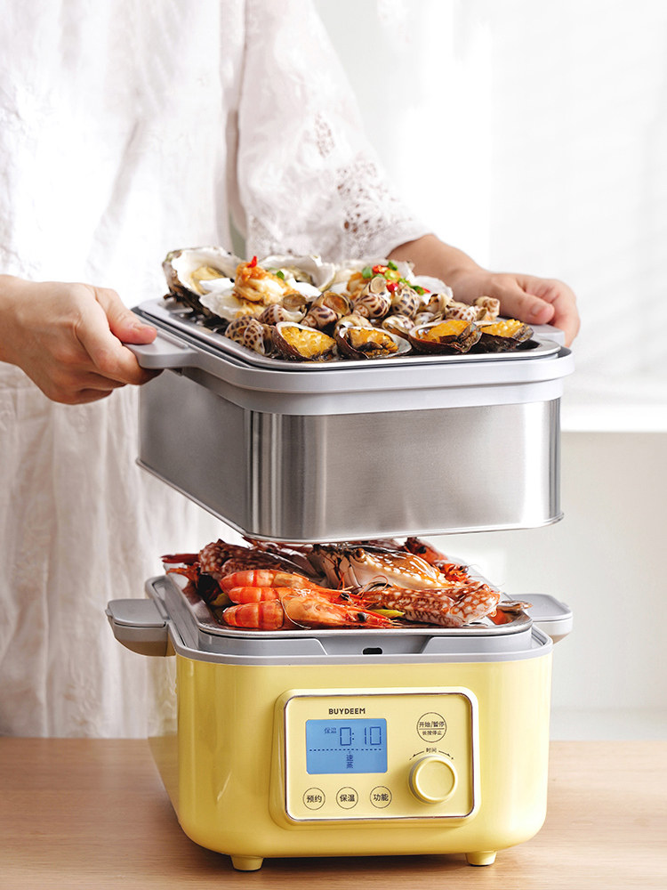 北鼎蒸炖锅G56A绿色黄多功能二层电蒸锅全自动预约保温台式电蒸箱