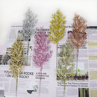 仿真圣诞闪粉松柏枝圣诞树花环插枝装饰配件道具