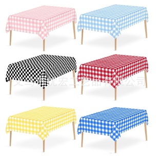 加厚137 274cm格子塑料桌布一次性peva桌布长方形防水防油桌布