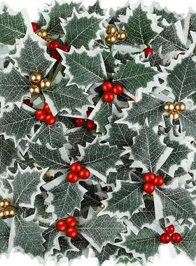 装饰花束圣诞插枝 红果三角叶枝哈利叶DIY迷你圣诞装饰品