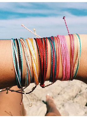 热卖饰品台湾蜡线手工编织手链多色彩绳辫子友谊手链