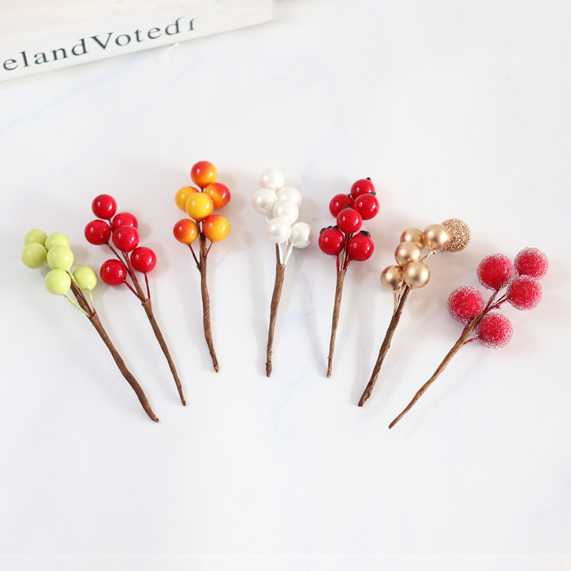 仿真植物浆果枝 塑料浆果婚庆礼盒装饰用品 仿真浆果圣诞支