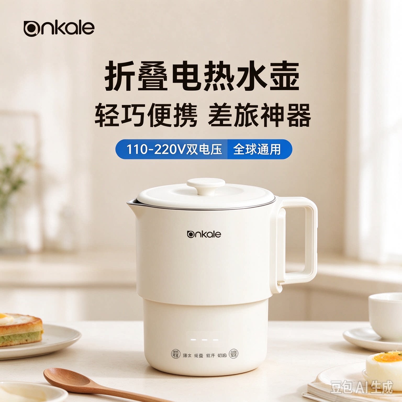ankale旅行便携电热水壶全球通用