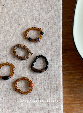 串珠戒指弹力戒圈手饰女小众设计