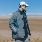 旅拍外景休闲2020炫彩渐变棉衣男宽松反光羽绒棉服G5001，男装棉衣，电商A362