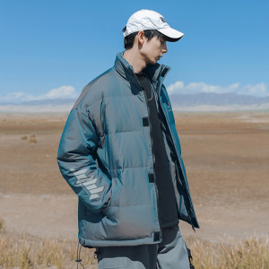 旅拍外景休闲2020炫彩渐变棉衣男宽松反光羽绒棉服G5001图片