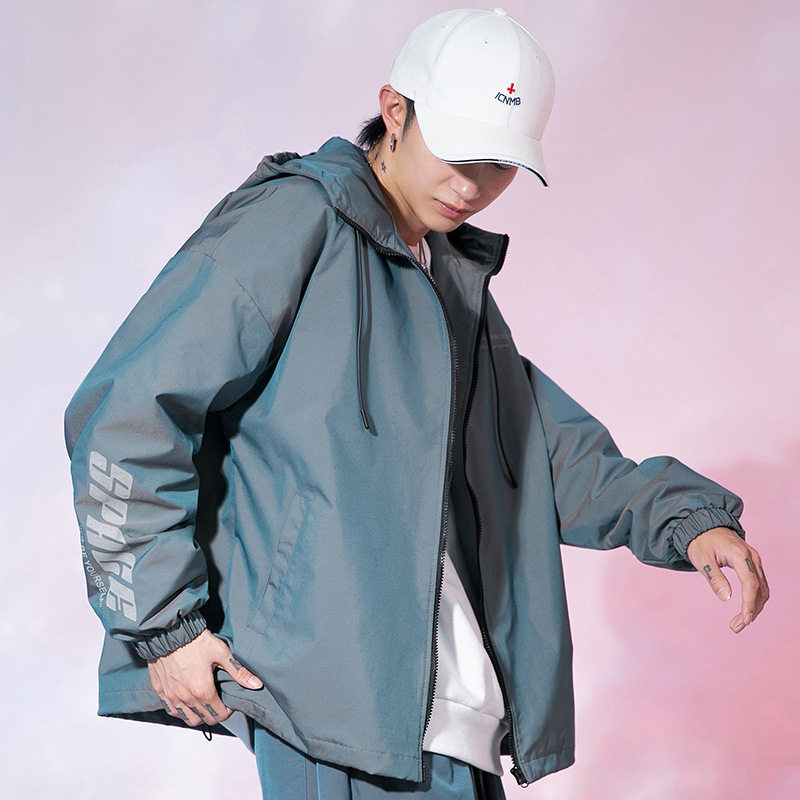 日系2021春季新款休闲加棉外套宽松反光夹克R3006,男装夹克,电商A362