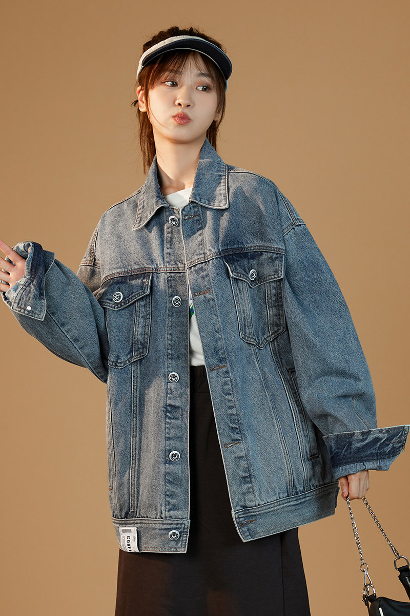 中性2023秋冬款宽松水洗潮流百搭休闲牛仔外套上衣G4014,女装短外套,电商A362