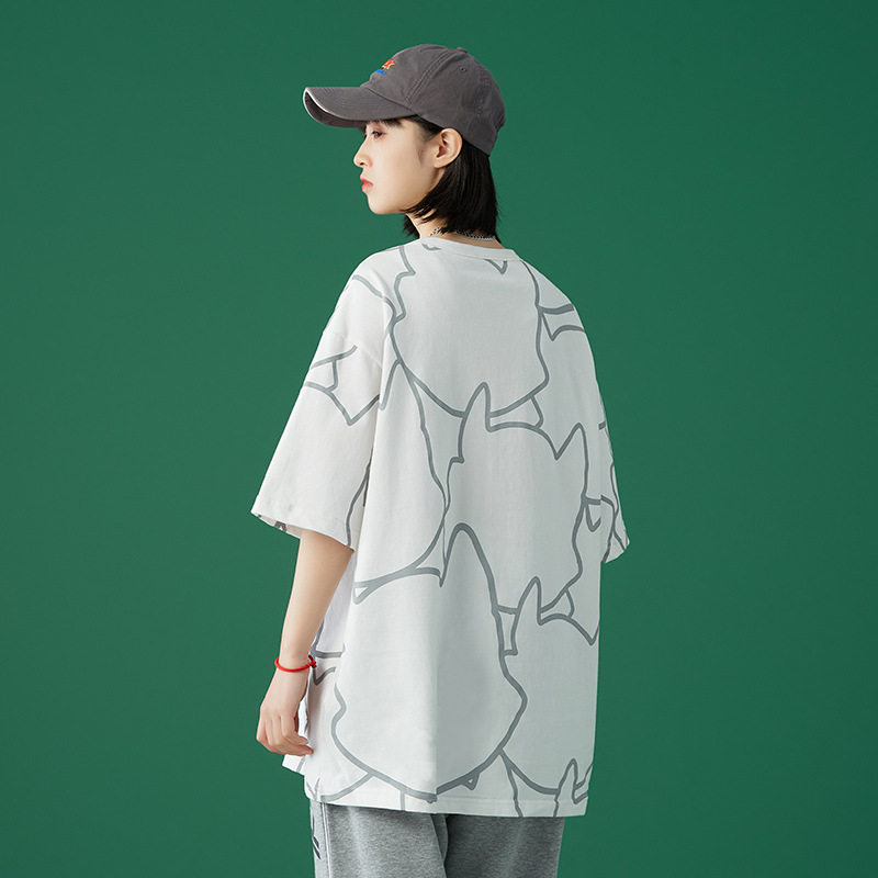 中性风2021夏季新款情侣短袖t恤女潮牌纯棉体恤上衣H1541-P35控59,女装T恤,电商A362