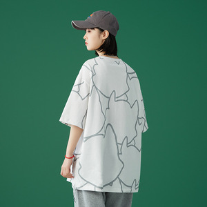 中性风2021夏季新款情侣短袖t恤女潮牌纯棉体恤上衣H1541-P35控59图片
