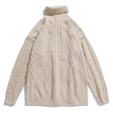 中性风2021秋冬新款宽松花纹设计百搭打底高领毛衣H4038，女装针织衫/毛衣，电商A362