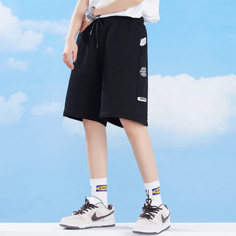 中性2021夏季新款印花短裤女运动拼接阔腿五分裤子H2051,女装休闲裤,电商A362
