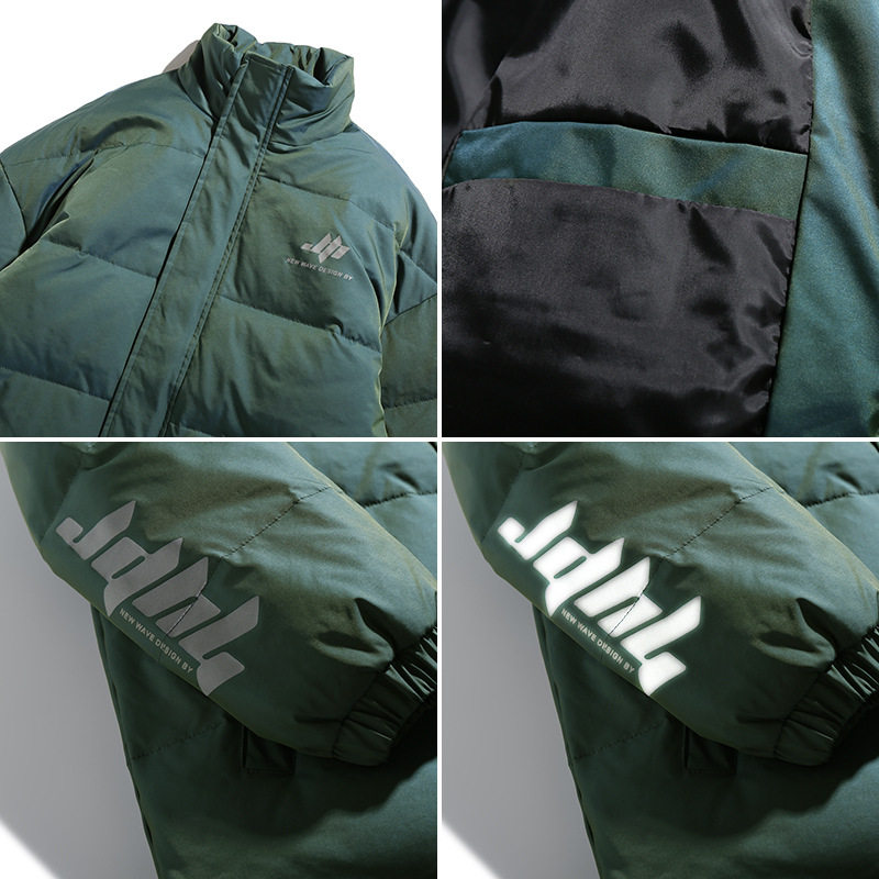 日系2020反光印花休闲棉衣男炫彩渐变羽绒棉服G5001,男装棉衣,电商A362