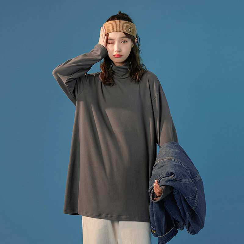 中性2021秋冬新款中高领纯色百搭基础长袖打底衫H3502-特,女装T恤,电商A362