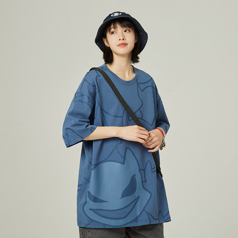 中性风2021夏季新款情侣短袖t恤女潮牌纯棉体恤上衣H1541-P35控59,女装T恤,电商A362