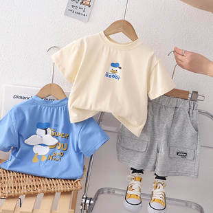 婴儿服装 宝宝棉质衣服短袖 分体男童套装 两件套 恤夏季 儿童夏装