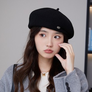 定型显脸小画家帽蓓蕾帽 羊毛呢时尚 韩版 气质保暖贝雷帽子女秋冬季