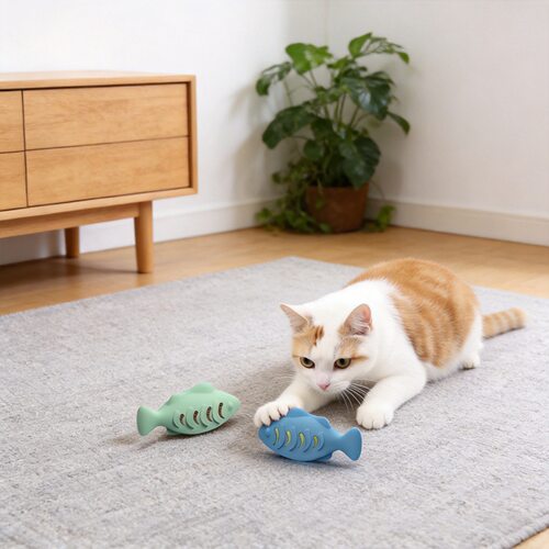猫咪漏食玩具硅胶鱼小猫猫玩具球