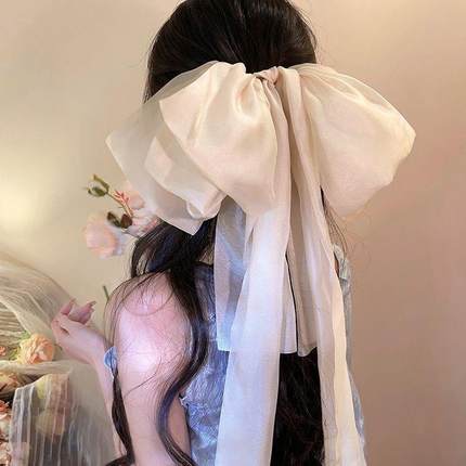 翩翩仲夏夜！大号飘带蝴蝶结发夹！超仙扎发弹簧夹氛围高级感发饰