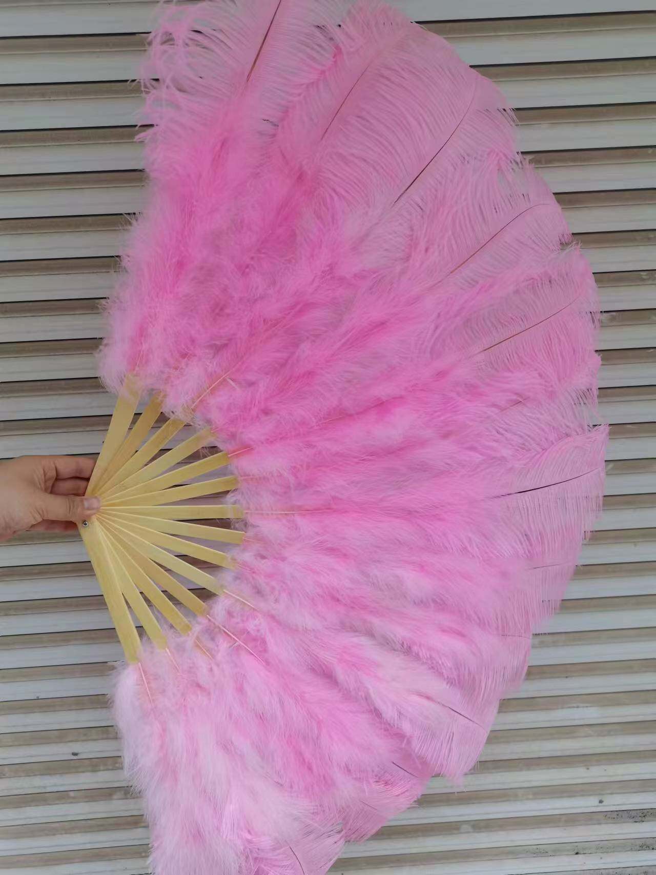 대형 및 중형 핑크 타조 깃털 팬 밸리 댄스 바 공연 콘서트 소품 깃털 대형 팬