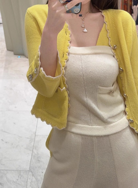 25C甜嗲多巴胺 招财黄开局！ 春天的明媚 羊毛针织衫套装黄色开衫