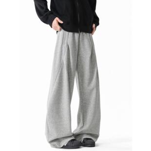 三分焦点 美式潮牌ins卫裤男生宽松百搭垂感直筒舒适柔软运动裤子