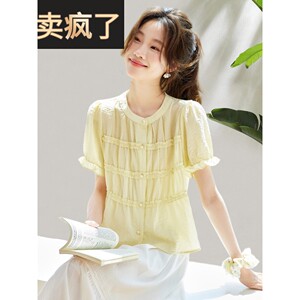 2025夏季新款小短袖减龄美丽t恤宽松的腹部覆盖短风格上衣的女性