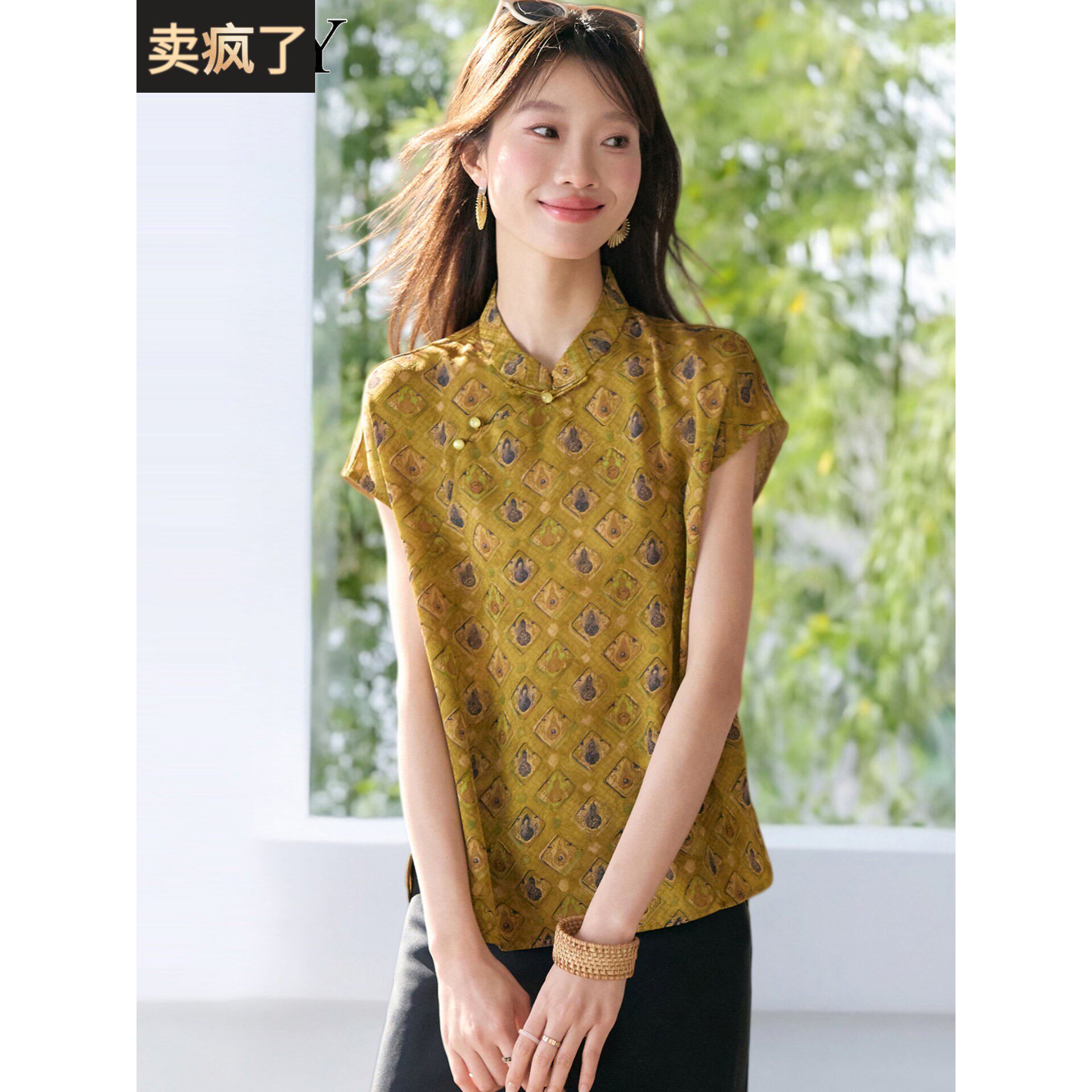 2026夏季新设计感改良旗袍T恤小衫短袖气质妈妈经典显瘦上衣女装