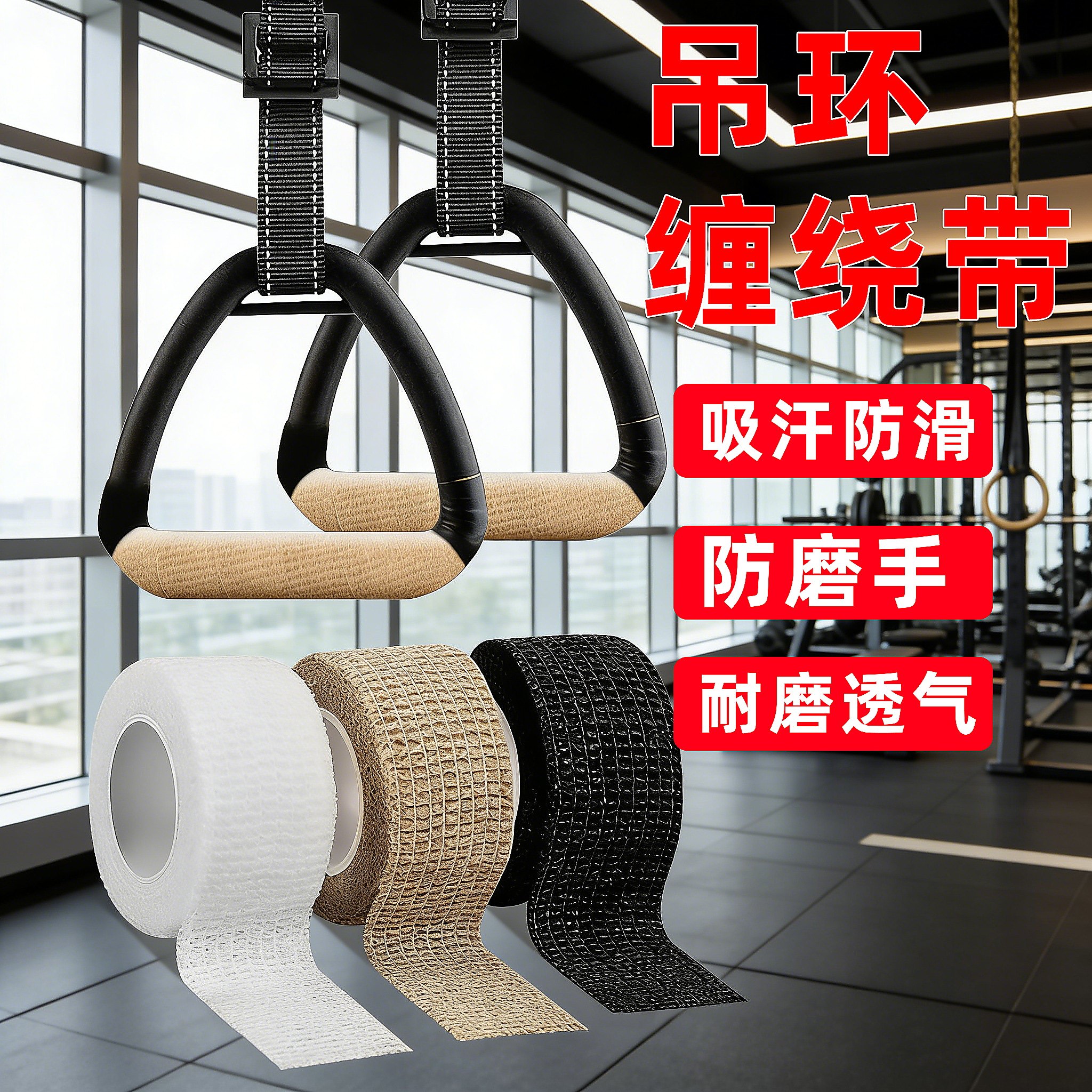 体操训练吊环缠绕带握杆吸汗带握