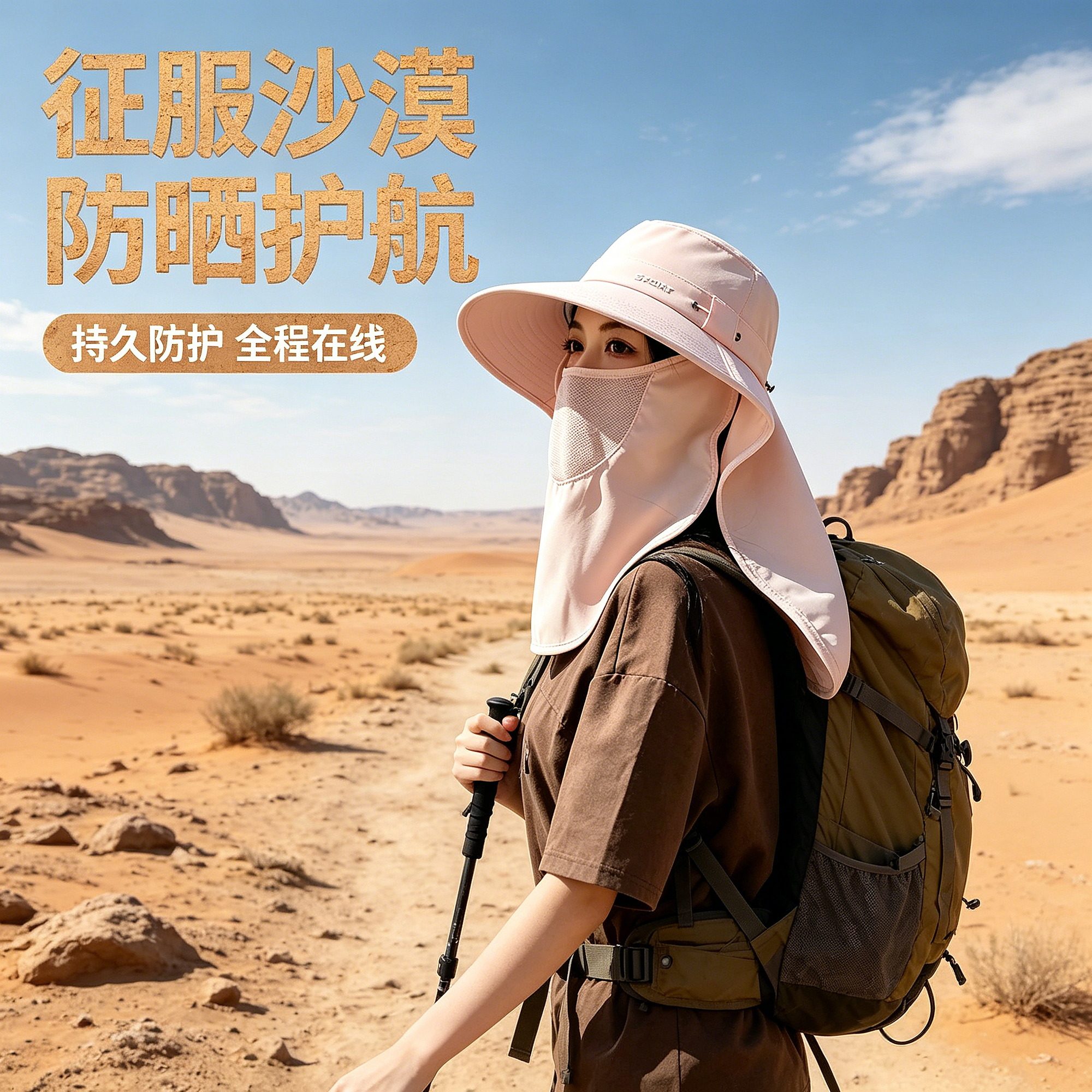 颈部敦煌徒步儿童帽沙漠防沙面