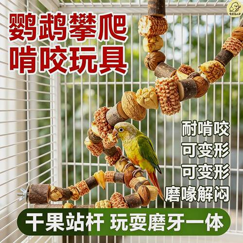 梯子鸟儿鹦鹉和尚磨砂解闷站杆