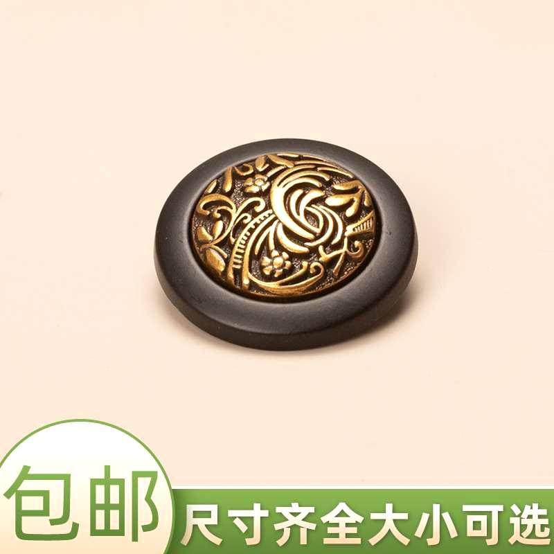 皮衣金属圆形纽扣花纹古金色复古貂皮大衣小香风漂亮的装饰扣扣子