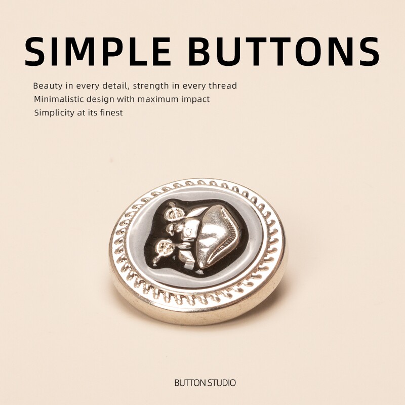 针织衫藏青色白色春夏纽扣扣子