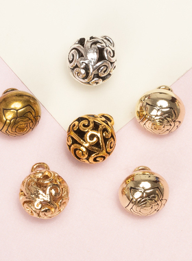 装饰扣古金色民风纽扣镂空银色中国风圆珠花朵球形花型扭扣扣子