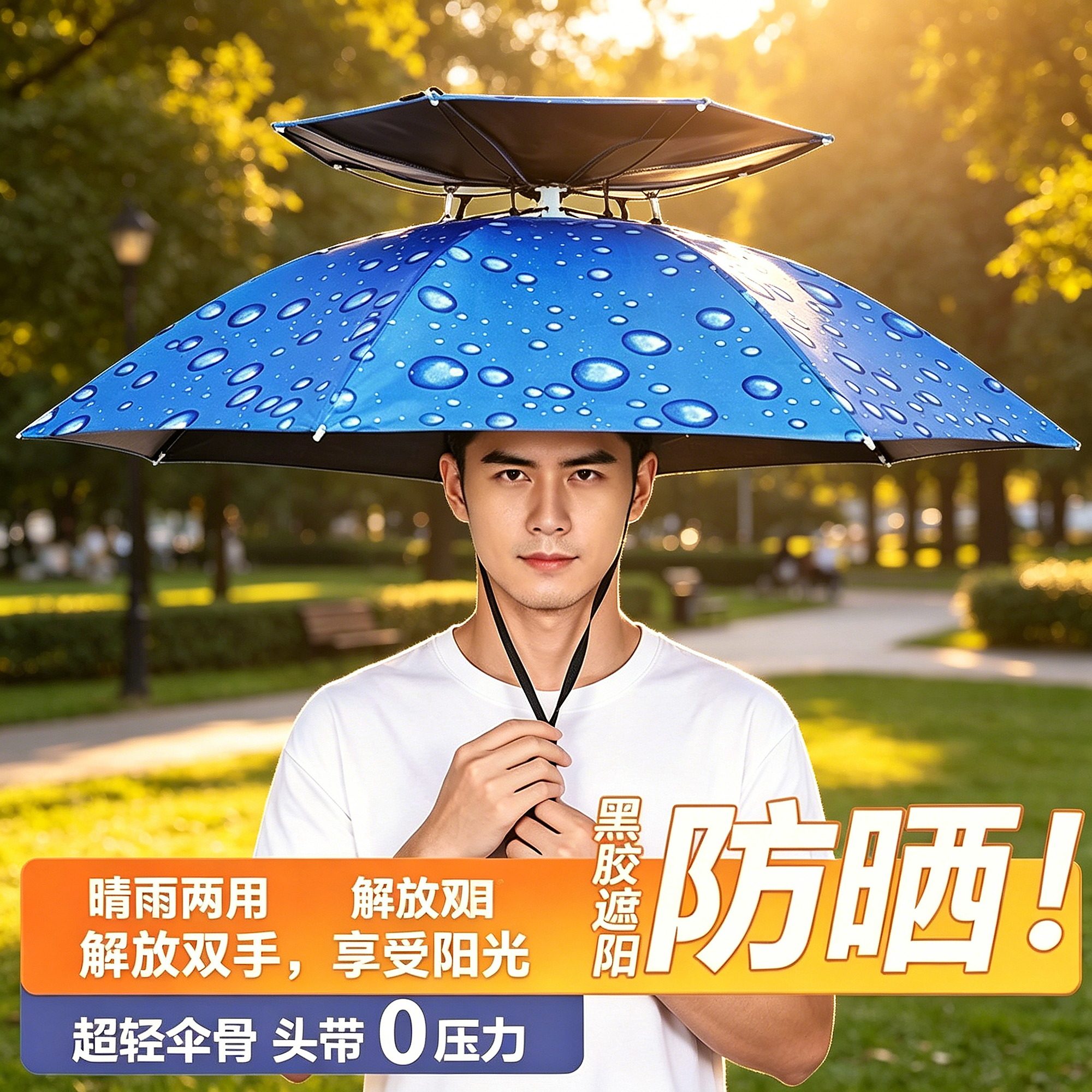 头带雨折叠伞头伞伞帽头戴式钓